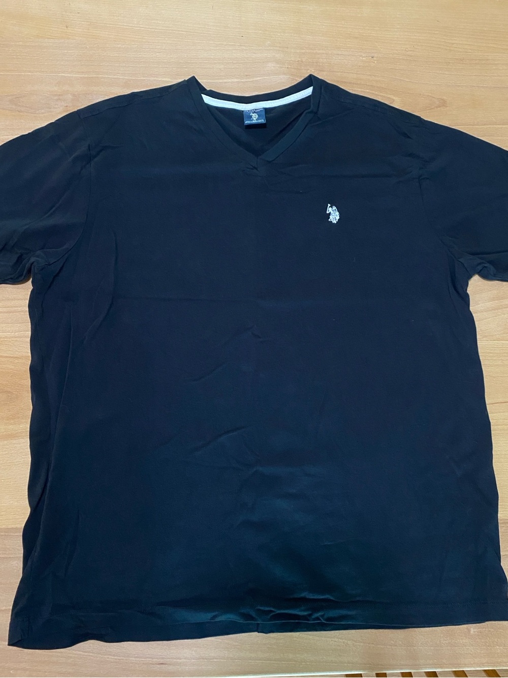 U.S. Polo Assn. Black V-Neck Short Sleeve Tee with White Logo